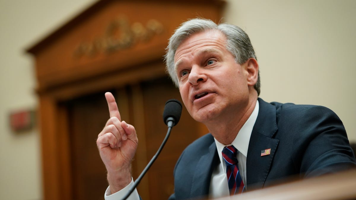 Christopher Wray, Director of the FBI, testifies in front of the House Judiciary Committee in Washington on Wednesday, July 12, 2023. 