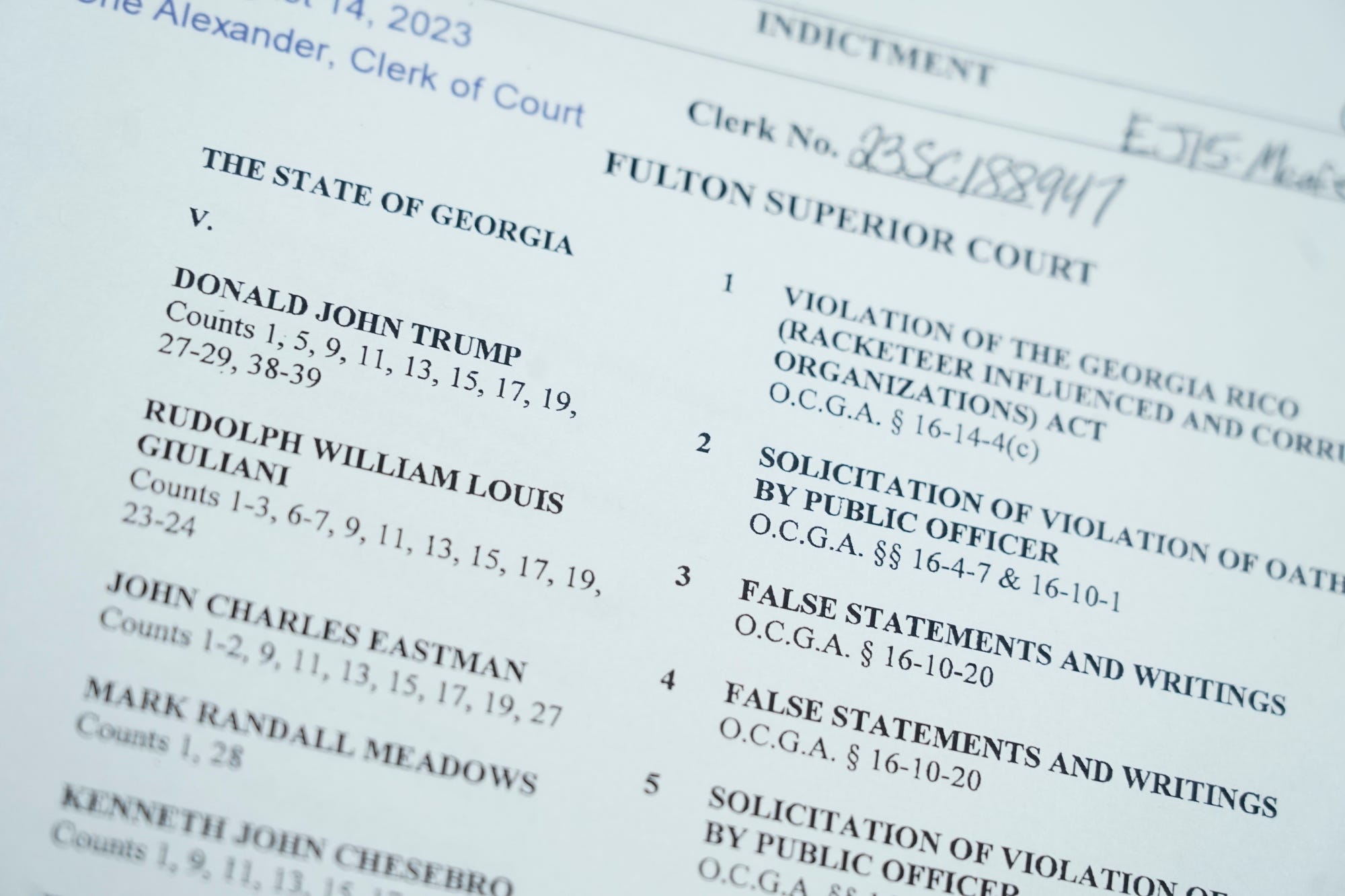 A grand jury in Georgia indicted former President Donald Trump and 18 others on Aug. 14, 2023.