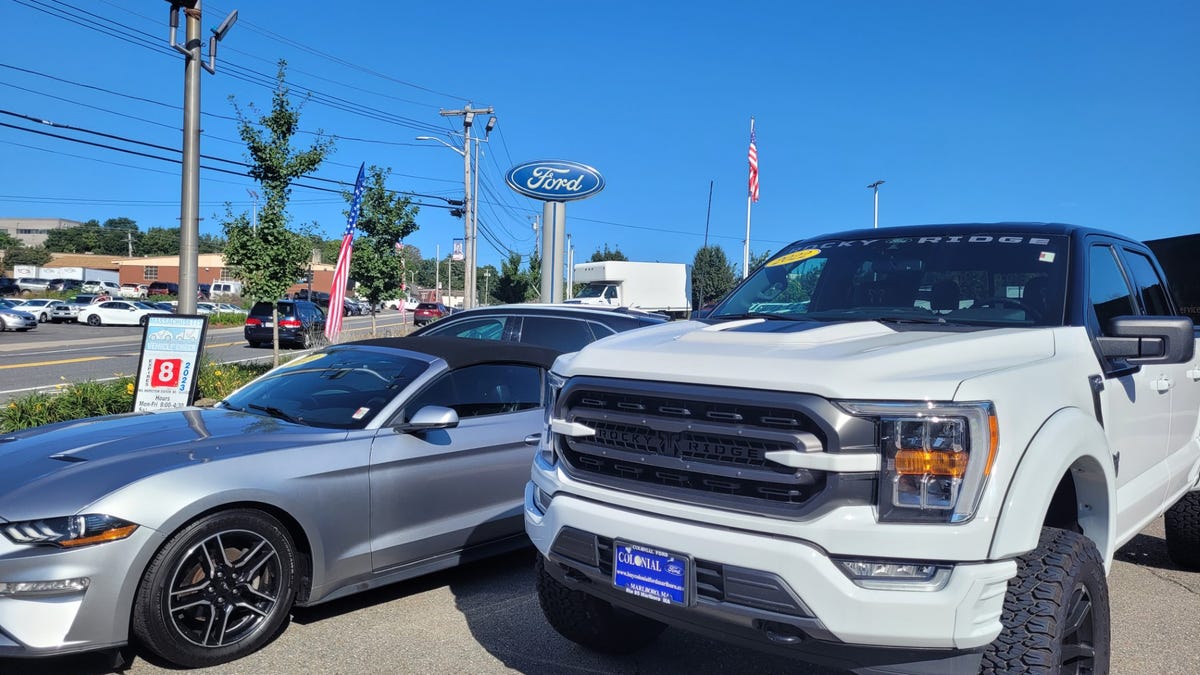 Cars for sale on the lot at Colonial Ford in Marlborough. Local dealerships are anticipating a potential shortage in vehicles due to the UAW strike.
