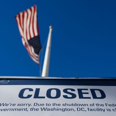 A sign is displayed on a government building that is closed because of a US government shutdown in Washington, DC, on December 22, 2018. Photo by Andrew CABALLERO-REYNOLDS / AFP) (Photo by ANDREW CABALLERO-REYNOLDS/AFP via Getty Images)