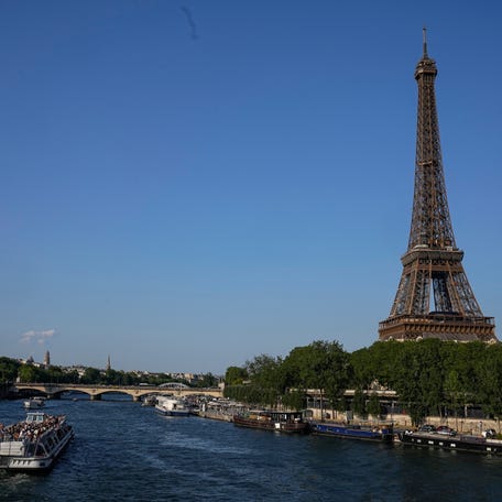 The Pont d' Iena is photographed with the Eiffel Tower in Paris, Thursday, June 6, 2023.
