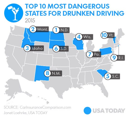 These Are The Most Dangerous States For Drunken Driving 