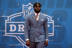 Apr 27, 2023; Kansas City, MO, USA; Alabama Crimson Tide linebacker Will Anderson Jr. arrives on the red carpet at the National World War I Museum and Memorial. Mandatory Credit: Kirby Lee-USA TODAY Sports