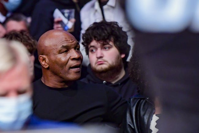 MMA: UFC 270-Morales vs Giles - Jan 22, 2022; Anaheim, California, USA; Former heavyweight boxing champion Mike Tyson watches during UFC 270 at Honda Center. Mandatory Credit: Gary A. Vasquez-USA TODAY Sports
