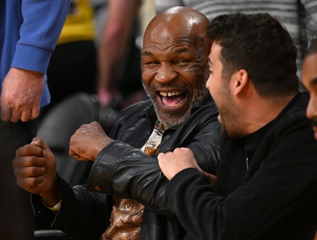 NBA: New Orleans Pelicans at Los Angeles Lakers - Feb 27, 2022; Los Angeles, California, USA; Former boxer Mike Tyson attends the game between the Los Angeles Lakers and the New Orleans Pelicans at Crypto.com Arena. Mandatory Credit: Jayne Kamin-Oncea-USA TODAY Sports