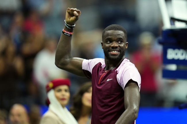 Tennis: US OPEN - Sep 5, 2022; Flushing, NY, USA; Frances Tiafoe of the United States hits to Rafael Nadal of Spain on day eight of the 2022 U.S. Open tennis tournament at USTA Billie Jean King Tennis Center. Mandatory Credit: Danielle Parhizkaran-USA TODAY Sports