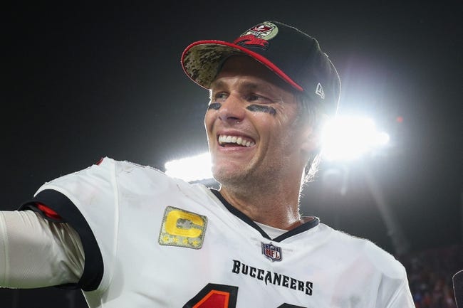 NFL: Los Angeles Rams at Tampa Bay Buccaneers - Nov 6, 2022; Tampa, Florida, USA;  Tampa Bay Buccaneers quarterback Tom Brady (12) celebrates after beating the Los Angeles Rams at Raymond James Stadium. Mandatory Credit: Nathan Ray Seebeck-USA TODAY Sports